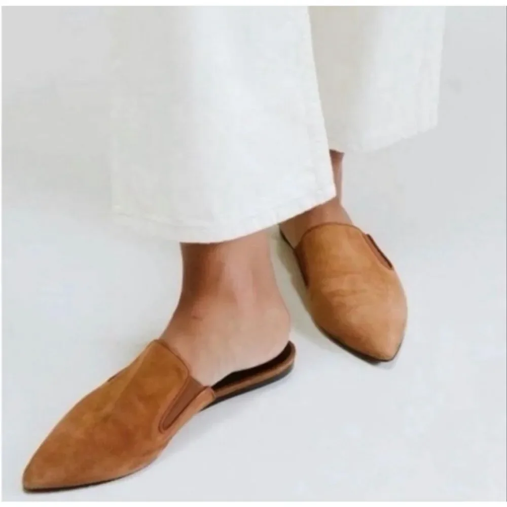 Jenni Kayne Suede Pointed-Toe Mules in Cognac - Picture 2 of 12
